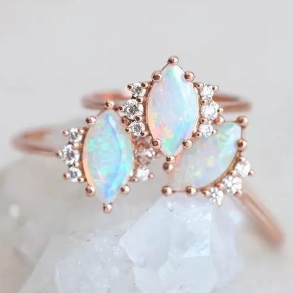 NEW GOLD OPAL DIAMOND RING - Picture 5 of 5